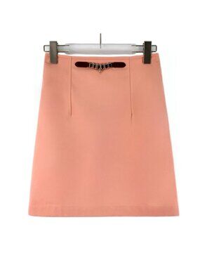 Hermès Orange-Pink Bell Chain Detail Cotton Casual Skirt